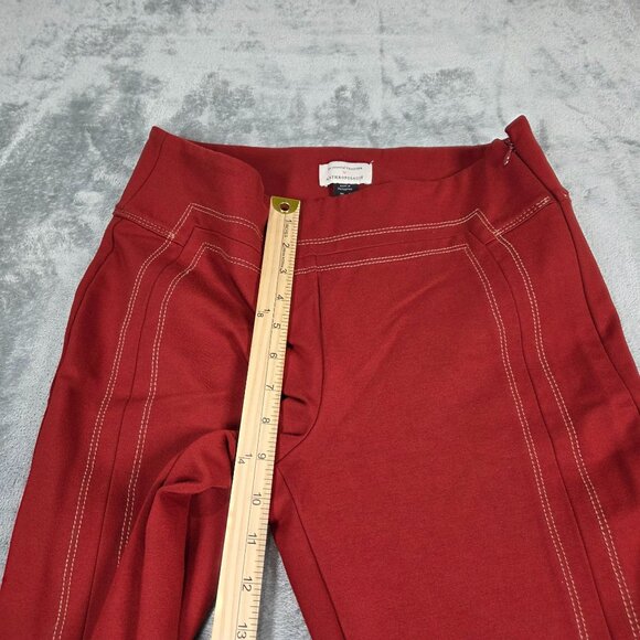 Anthropologie Pants Womens 8 Red The Essential Trouser Ponte Flare Boho Hippie - Picture 10 of 12